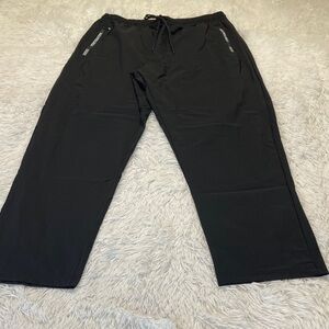 STRETCH ACTIVE Women's Black Track Pants DRAWSTRING ELASTIC PULL ON SIZE XL